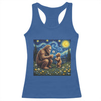 Bigfoot Blowing Dandelion Starry Night Racerback Tank Top Sasquatch Dad Fathers Day Father Son Matching