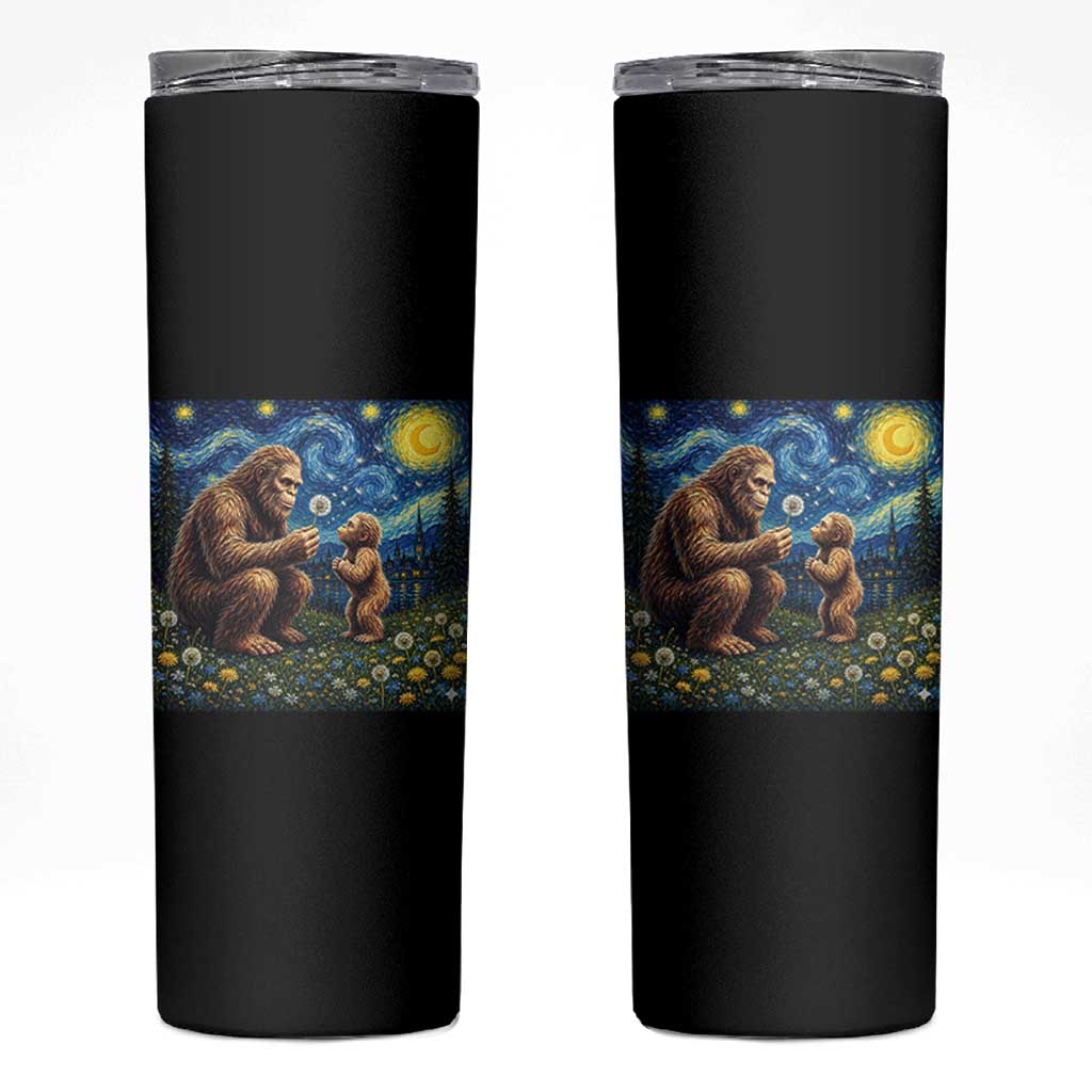 Bigfoot Blowing Dandelion Starry Night Skinny Tumbler Sasquatch Dad Fathers Day Father Son Matching