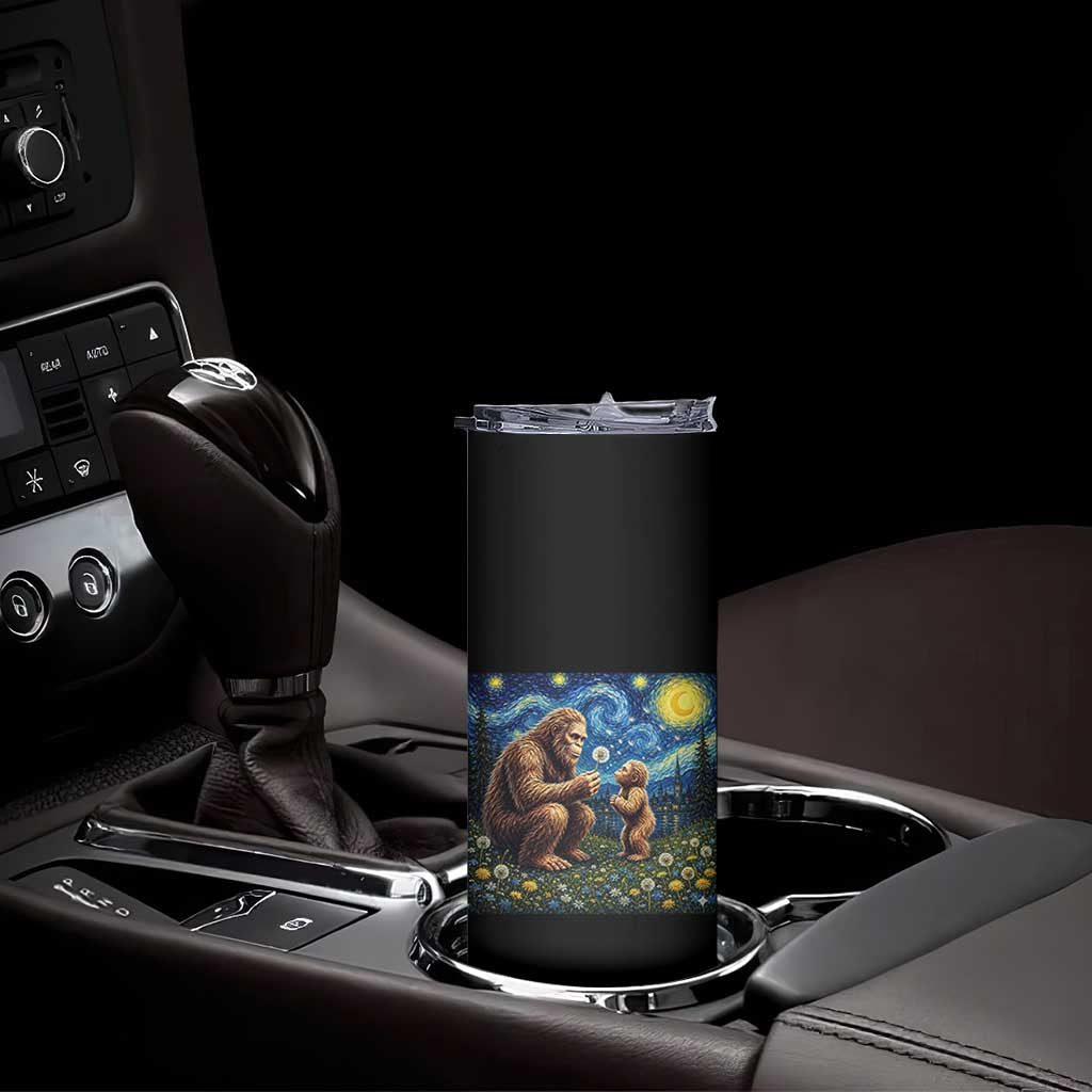 Bigfoot Blowing Dandelion Starry Night Skinny Tumbler Sasquatch Dad Fathers Day Father Son Matching