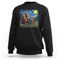 Bigfoot Blowing Dandelion Starry Night Sweatshirt Sasquatch Dad Fathers Day Father Son Matching