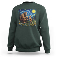Bigfoot Blowing Dandelion Starry Night Sweatshirt Sasquatch Dad Fathers Day Father Son Matching