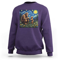 Bigfoot Blowing Dandelion Starry Night Sweatshirt Sasquatch Dad Fathers Day Father Son Matching