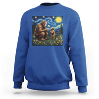Bigfoot Blowing Dandelion Starry Night Sweatshirt Sasquatch Dad Fathers Day Father Son Matching