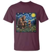 Bigfoot Blowing Dandelion Starry Night T Shirt Sasquatch Dad Fathers Day Father Son Matching