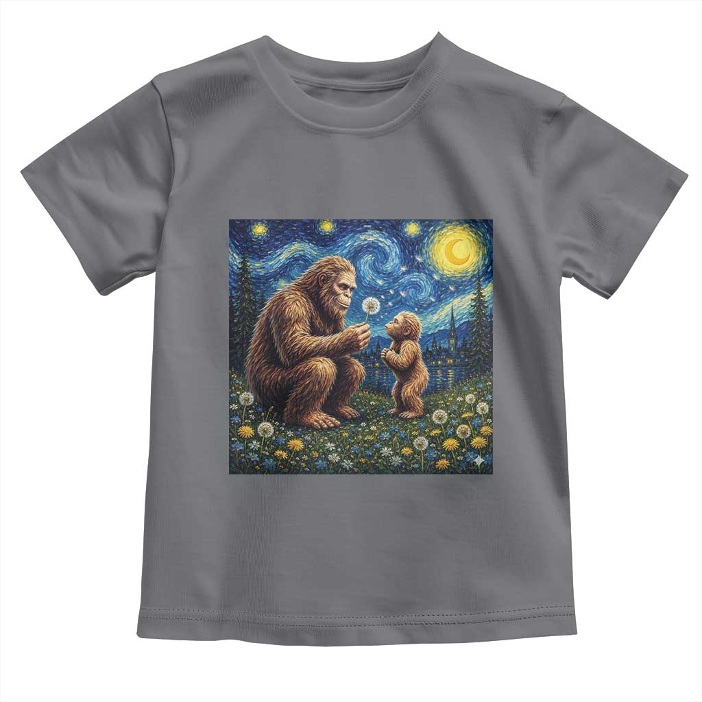 Bigfoot Blowing Dandelion Starry Night Toddler T Shirt Sasquatch Dad Fathers Day Father Son Matching