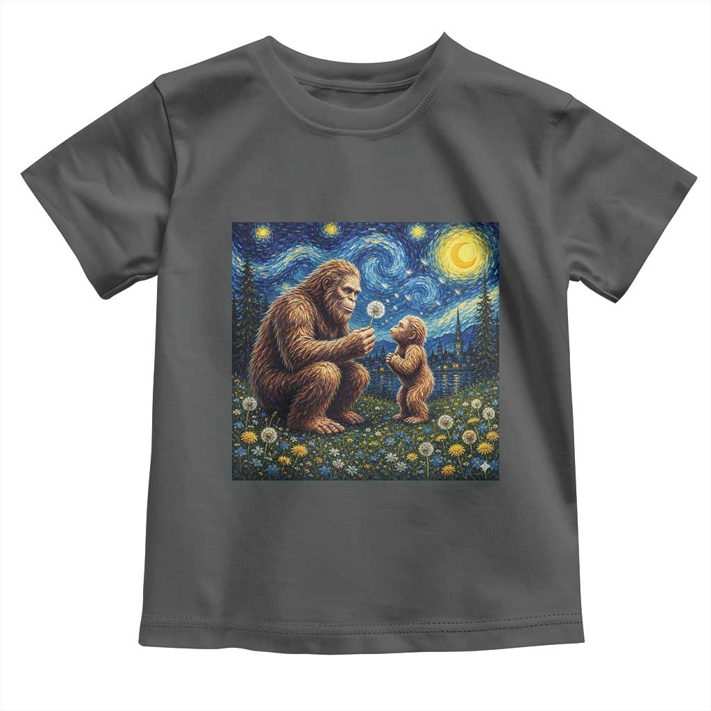 Bigfoot Blowing Dandelion Starry Night Toddler T Shirt Sasquatch Dad Fathers Day Father Son Matching