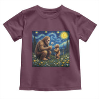 Bigfoot Blowing Dandelion Starry Night Toddler T Shirt Sasquatch Dad Fathers Day Father Son Matching
