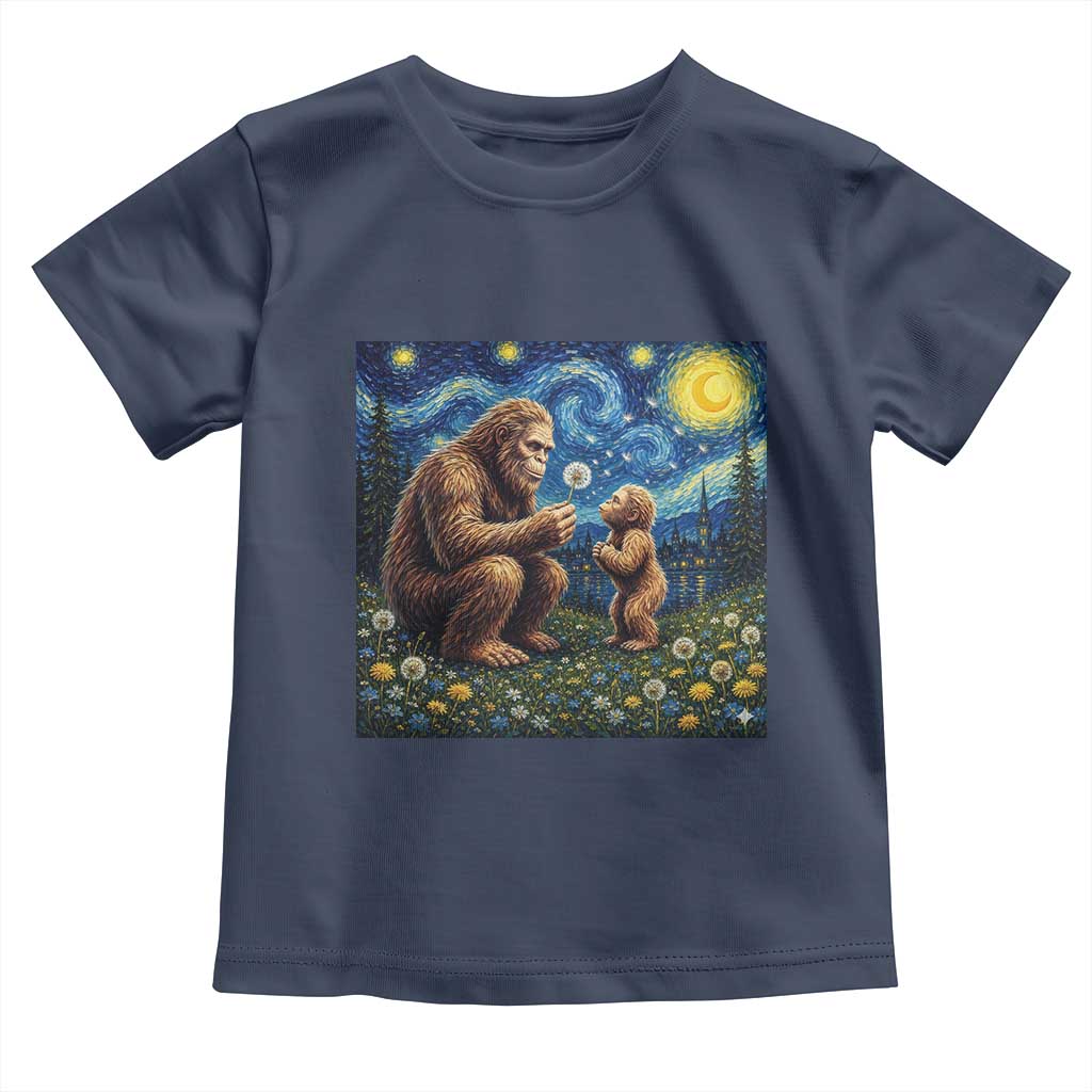 Bigfoot Blowing Dandelion Starry Night Toddler T Shirt Sasquatch Dad Fathers Day Father Son Matching
