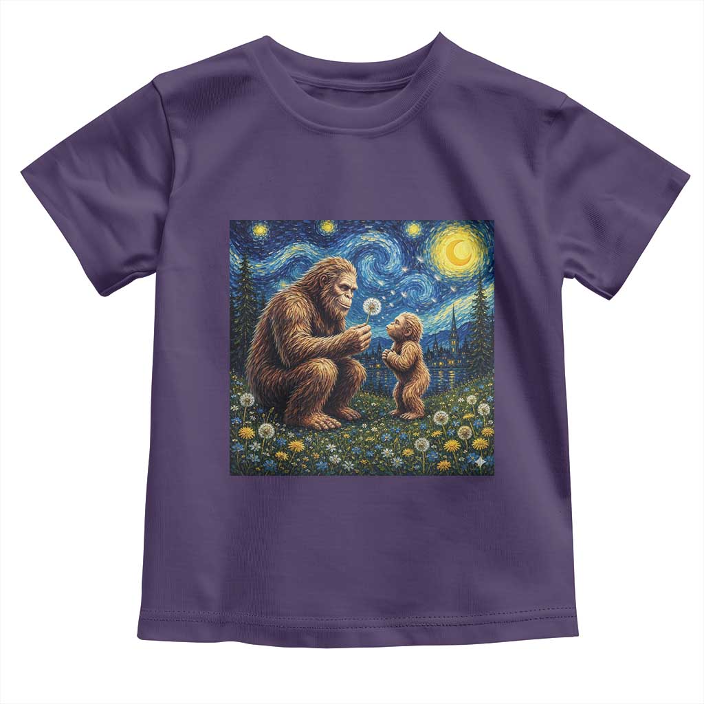 Bigfoot Blowing Dandelion Starry Night Toddler T Shirt Sasquatch Dad Fathers Day Father Son Matching