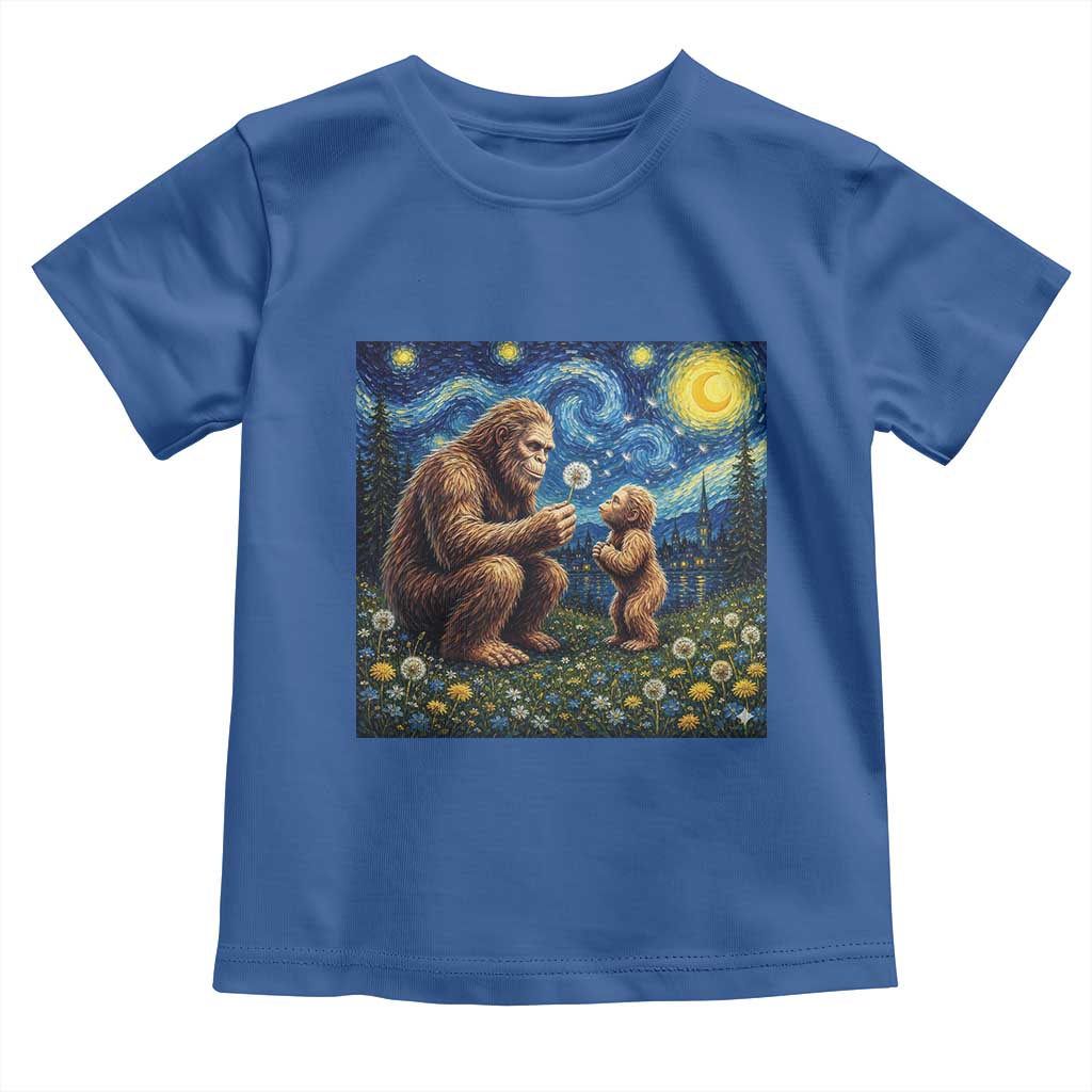 Bigfoot Blowing Dandelion Starry Night Toddler T Shirt Sasquatch Dad Fathers Day Father Son Matching