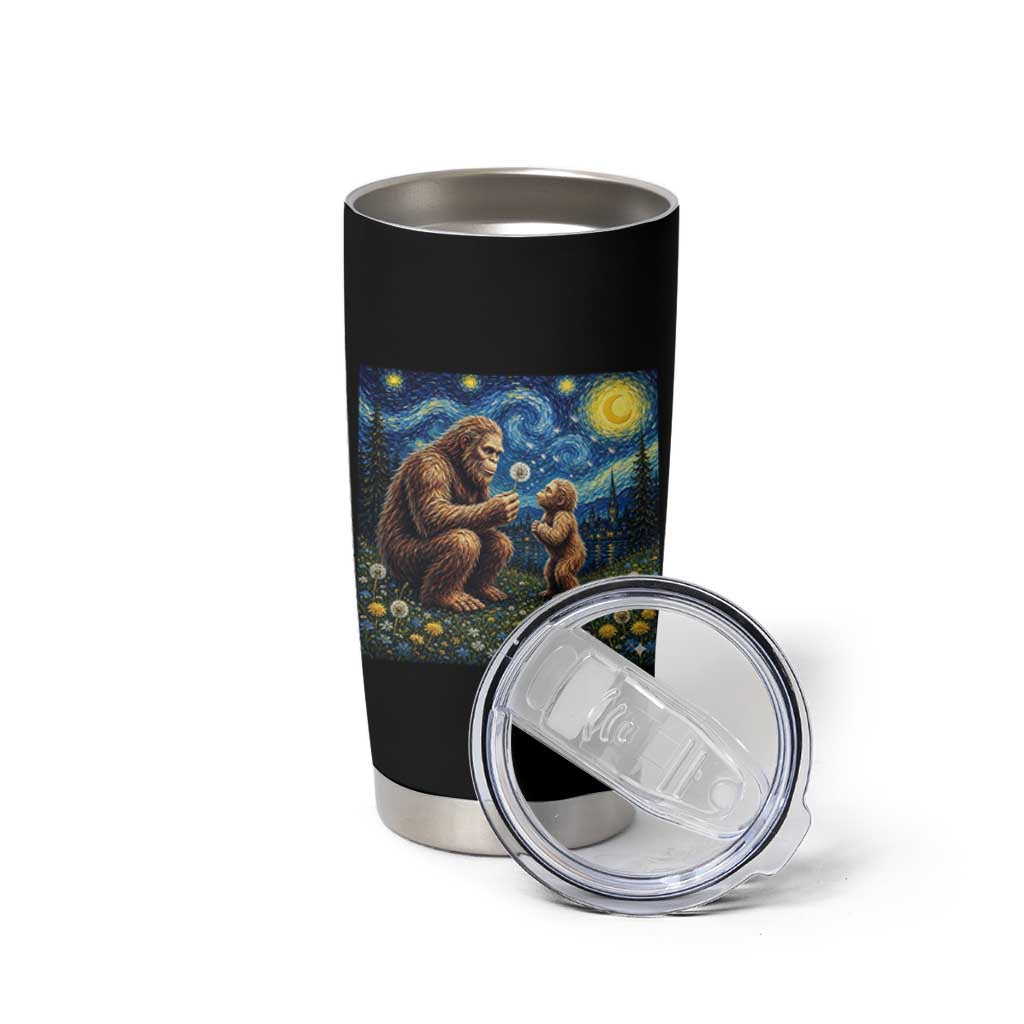 Bigfoot Blowing Dandelion Starry Night Tumbler Cup Sasquatch Dad Fathers Day Father Son Matching