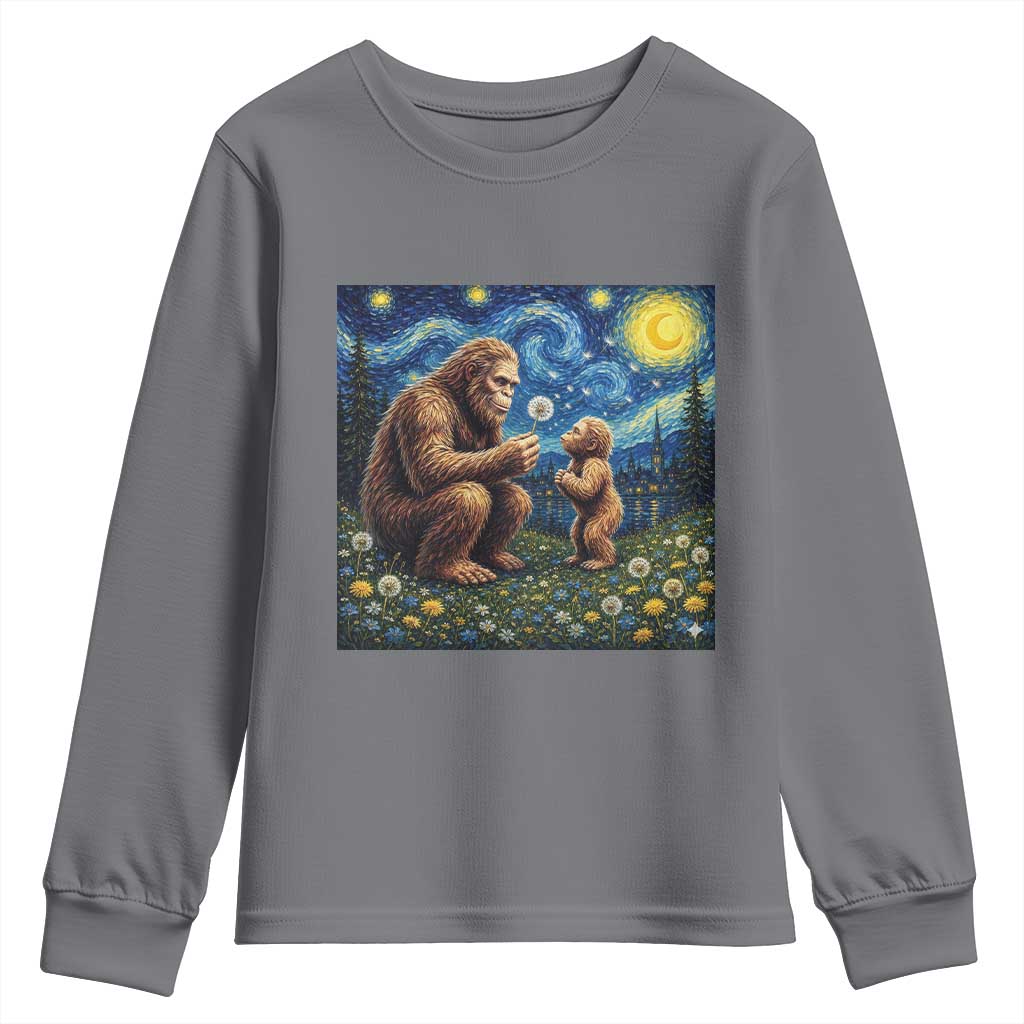 Bigfoot Blowing Dandelion Starry Night Youth Sweatshirt Sasquatch Dad Fathers Day Father Son Matching