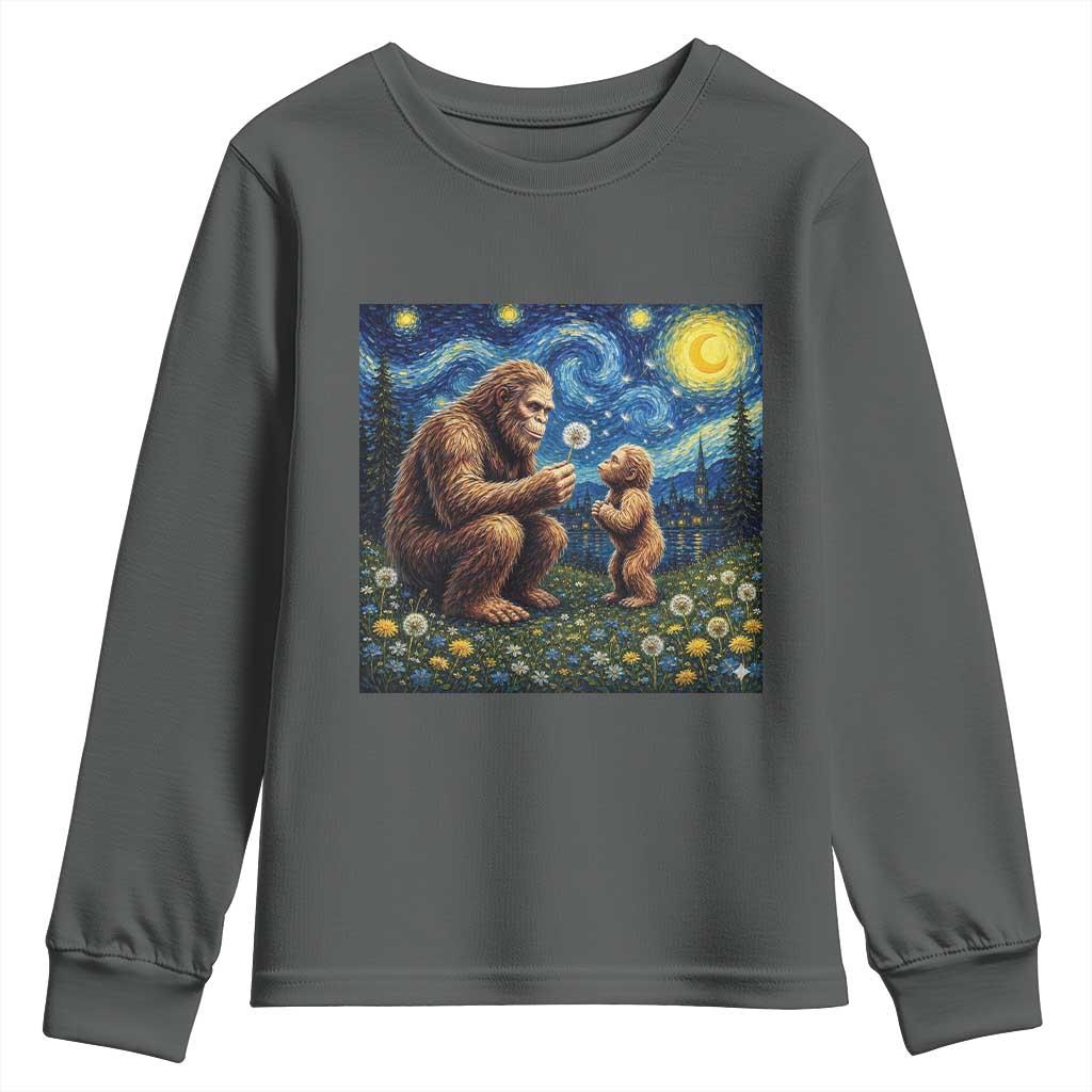 Bigfoot Blowing Dandelion Starry Night Youth Sweatshirt Sasquatch Dad Fathers Day Father Son Matching