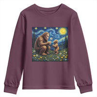 Bigfoot Blowing Dandelion Starry Night Youth Sweatshirt Sasquatch Dad Fathers Day Father Son Matching