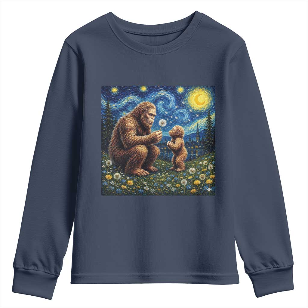 Bigfoot Blowing Dandelion Starry Night Youth Sweatshirt Sasquatch Dad Fathers Day Father Son Matching
