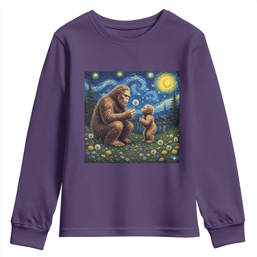 Bigfoot Blowing Dandelion Starry Night Youth Sweatshirt Sasquatch Dad Fathers Day Father Son Matching