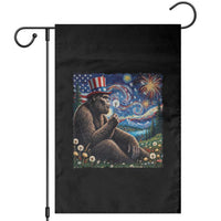 Bigfoot Blowing Dandelion Garden Flag Sasquatch Van Gogh Starry Night 4th of July