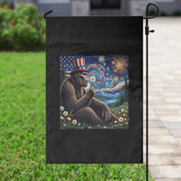 Bigfoot Blowing Dandelion Garden Flag Sasquatch Van Gogh Starry Night 4th of July