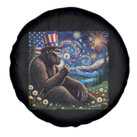 Bigfoot Blowing Dandelion Spare Tire Cover Sasquatch Van Gogh Starry Night 4th of July