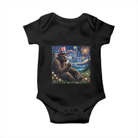 Bigfoot Blowing Dandelion Baby Onesie Sasquatch Van Gogh Starry Night 4th of July