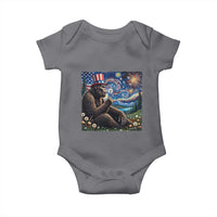 Bigfoot Blowing Dandelion Baby Onesie Sasquatch Van Gogh Starry Night 4th of July