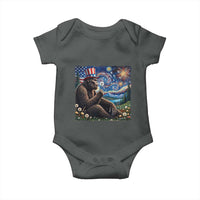 Bigfoot Blowing Dandelion Baby Onesie Sasquatch Van Gogh Starry Night 4th of July