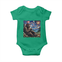 Bigfoot Blowing Dandelion Baby Onesie Sasquatch Van Gogh Starry Night 4th of July