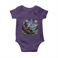 Bigfoot Blowing Dandelion Baby Onesie Sasquatch Van Gogh Starry Night 4th of July