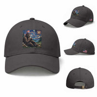 Bigfoot Blowing Dandelion Baseball Cap Sasquatch Van Gogh Starry Night 4th of July