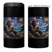 Bigfoot Blowing Dandelion 4 in 1 Can Cooler Tumbler Sasquatch Van Gogh Starry Night 4th of July