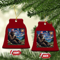 Bigfoot Blowing Dandelion Ceramic Ornament Sasquatch Van Gogh Starry Night 4th of July