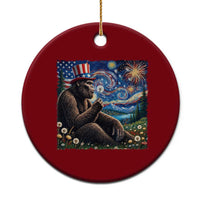 Bigfoot Blowing Dandelion Ceramic Ornament Sasquatch Van Gogh Starry Night 4th of July