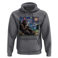 Bigfoot Blowing Dandelion Hoodie Sasquatch Van Gogh Starry Night 4th of July