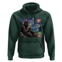 Bigfoot Blowing Dandelion Hoodie Sasquatch Van Gogh Starry Night 4th of July