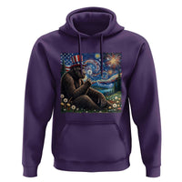 Bigfoot Blowing Dandelion Hoodie Sasquatch Van Gogh Starry Night 4th of July
