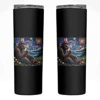 Bigfoot Blowing Dandelion Skinny Tumbler Sasquatch Van Gogh Starry Night 4th of July