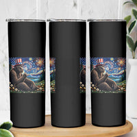 Bigfoot Blowing Dandelion Skinny Tumbler Sasquatch Van Gogh Starry Night 4th of July