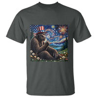 Bigfoot Blowing Dandelion T Shirt Sasquatch Van Gogh Starry Night 4th of July