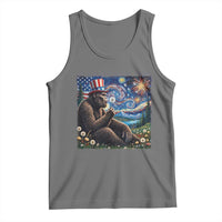Bigfoot Blowing Dandelion Tank Top Sasquatch Van Gogh Starry Night 4th of July