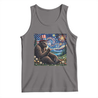 Bigfoot Blowing Dandelion Tank Top Sasquatch Van Gogh Starry Night 4th of July