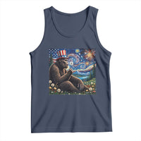 Bigfoot Blowing Dandelion Tank Top Sasquatch Van Gogh Starry Night 4th of July