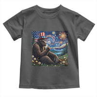 Bigfoot Blowing Dandelion Toddler T Shirt Sasquatch Van Gogh Starry Night 4th of July