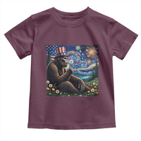 Bigfoot Blowing Dandelion Toddler T Shirt Sasquatch Van Gogh Starry Night 4th of July