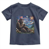 Bigfoot Blowing Dandelion Toddler T Shirt Sasquatch Van Gogh Starry Night 4th of July