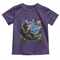Bigfoot Blowing Dandelion Toddler T Shirt Sasquatch Van Gogh Starry Night 4th of July
