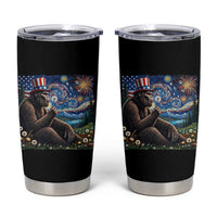 Bigfoot Blowing Dandelion Tumbler Cup Sasquatch Van Gogh Starry Night 4th of July