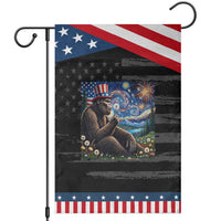 Bigfoot Blowing Dandelion Patriotic Garden Flag Sasquatch Van Gogh Starry Night 4th of July