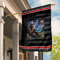 Bigfoot Blowing Dandelion Patriotic Garden Flag Sasquatch Van Gogh Starry Night 4th of July