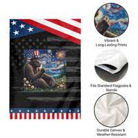 Bigfoot Blowing Dandelion Patriotic Garden Flag Sasquatch Van Gogh Starry Night 4th of July