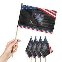 Bigfoot Blowing Dandelion Patriotic Handheld Flag Sasquatch Van Gogh Starry Night 4th of July